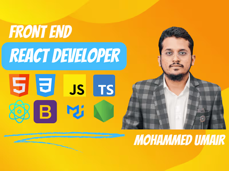 Cover image for I will develop a responsive website using React, Html ,CSS.