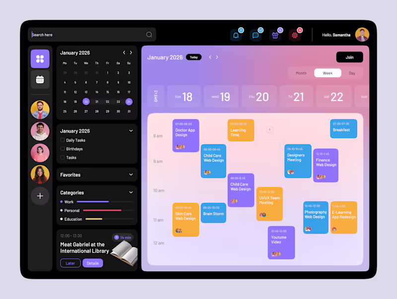 Cover image for Smart Calendar Dashboard UI Design
