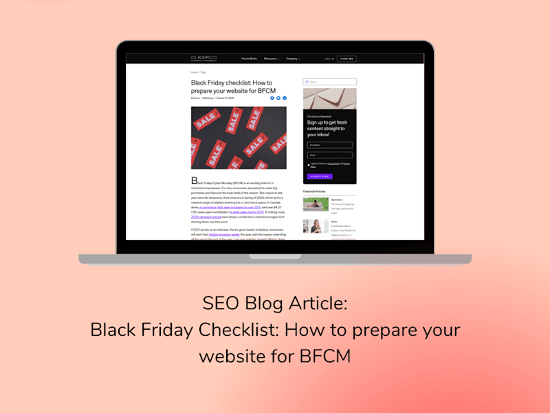Cover image for SEO blog article on BFCM Checklist for founders— Clearco💻