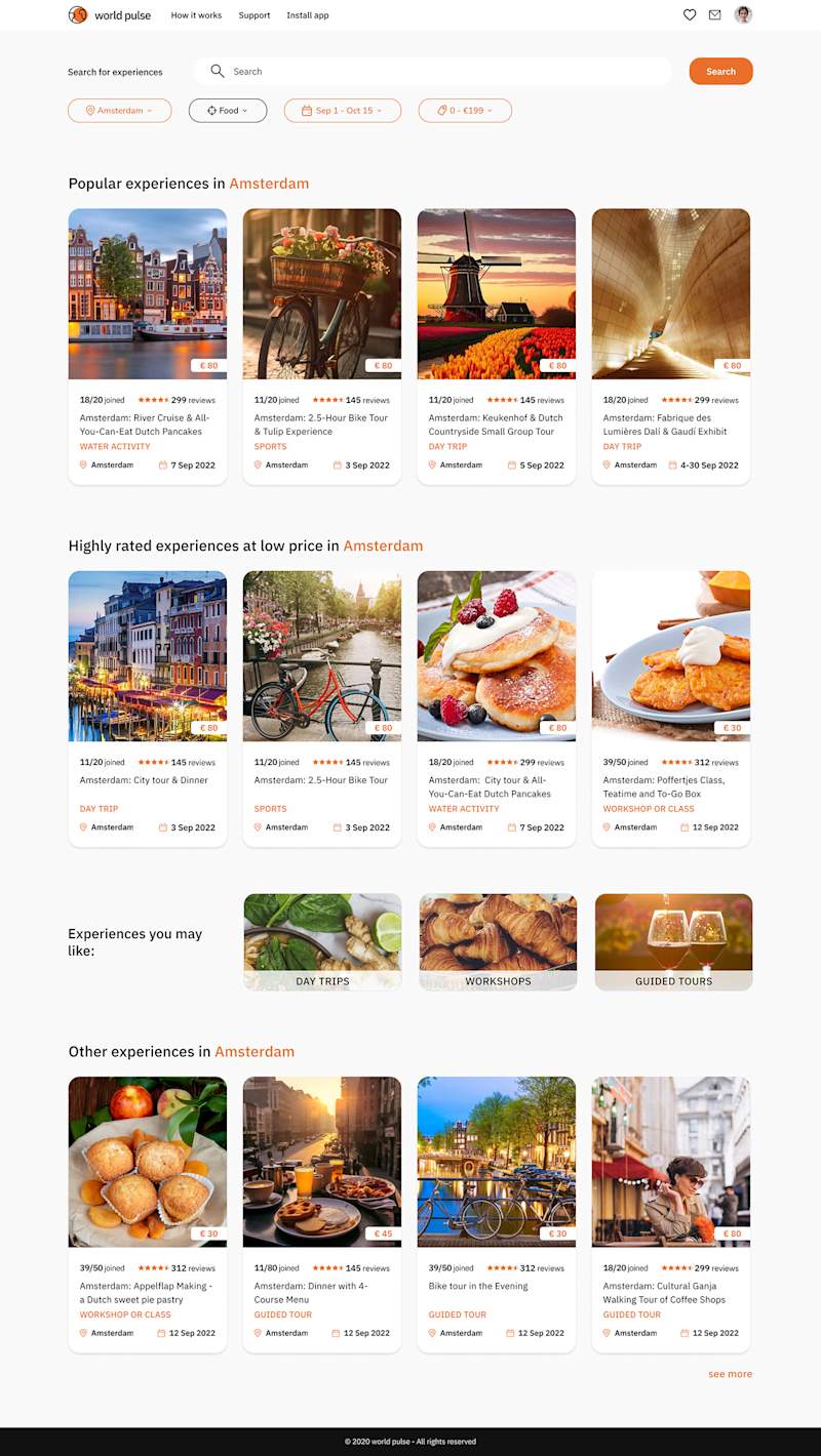 Cover image for Booking experiences web app on Behance