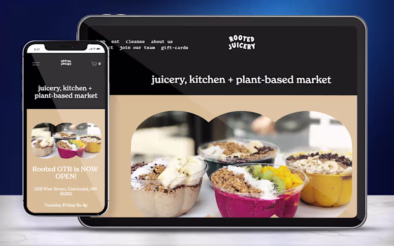 Cover image for Rooted Juicery - Squarespace Design