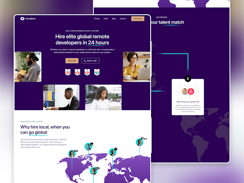 Cover image for CloudDevs - Website Redesign For Remote Hiring Platform