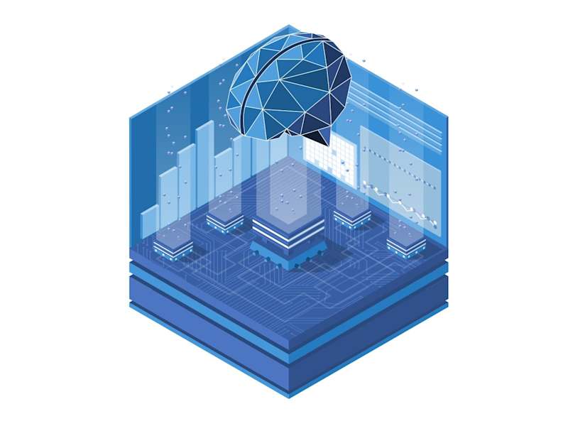 Cover image for Isometric concept of the financial system. Lottie animation