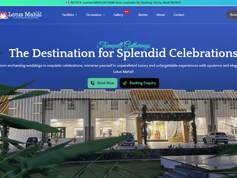 Cover image for Website for an Event Venue