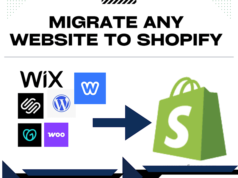 Cover image for I will migrate wix wordpress squarespace weebly to shopify store