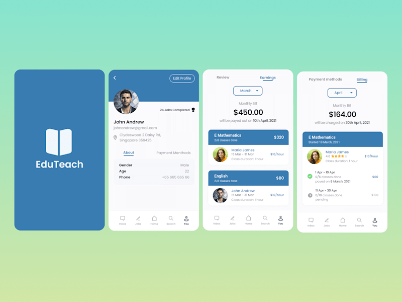 Cover image for UI Design for EduTeach Mobile App