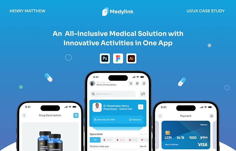 Cover image for MEDYLINK DOCTOR'S APPOINTMENT APP CASE STUDY :: Behance