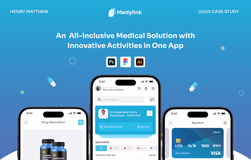 Cover image for MEDYLINK DOCTOR'S APPOINTMENT APP CASE STUDY :: Behance