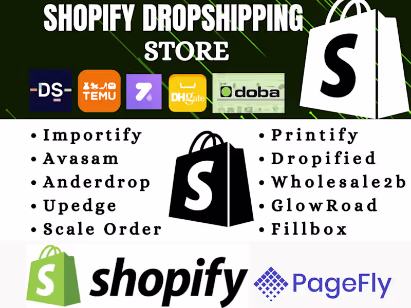 Cover image for create shopify dropshipping store via autods temu doba dsers cj