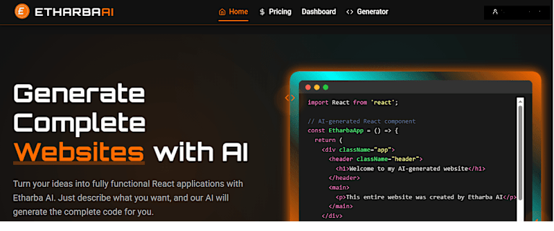 Cover image for Etharba AI website Generator