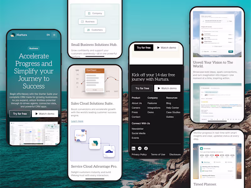 Cover image for Nurtura - CRM Responsive Landing Page | Mobile App