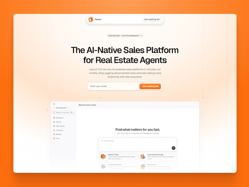 Cover image for Landing page design for an AI powered real estate SAAS