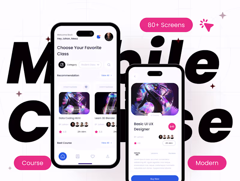 Cover image for Course mobile apps ui kits 