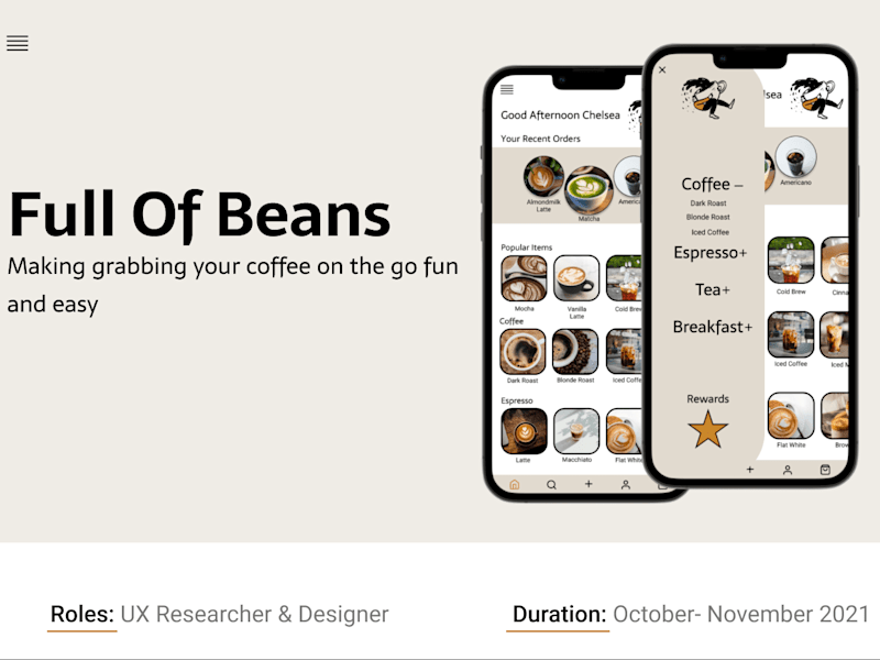 Cover image for Full Of Beans Cafe Mobile App Design