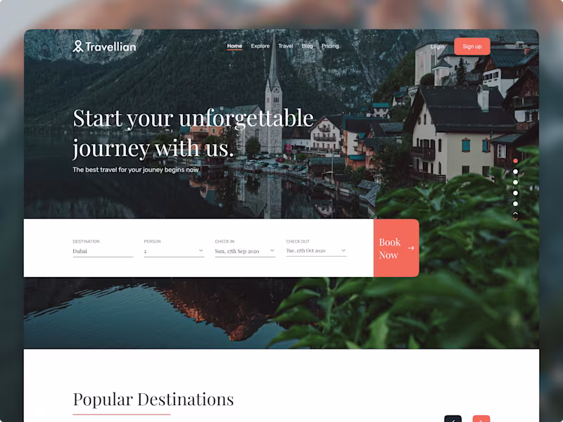 Cover image for Travellian - Travel Agency Website | UX/UI Design