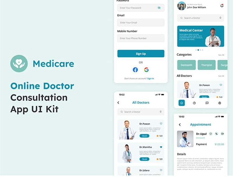 Cover image for 🩺 Medicare – Online Doctor Consultation App UI Kit