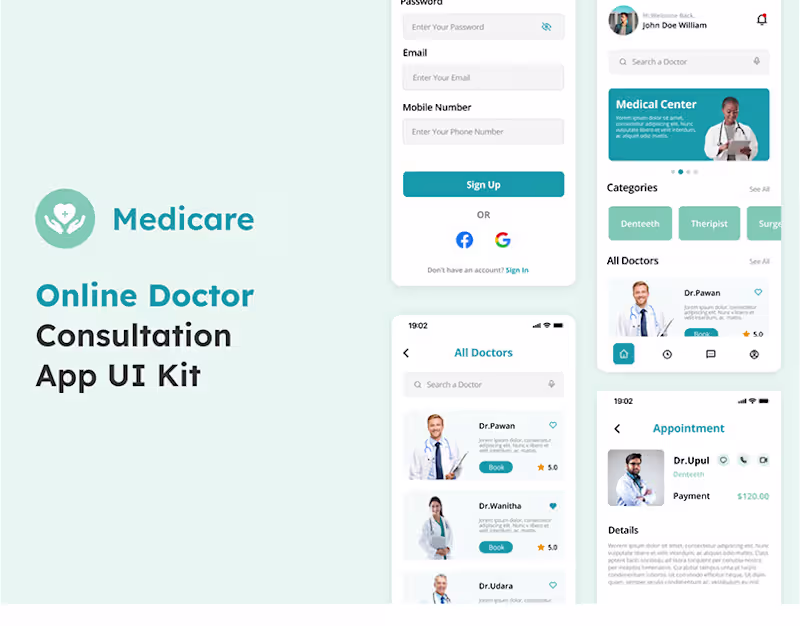 Cover image for 🩺 Medicare – Online Doctor Consultation App UI Kit