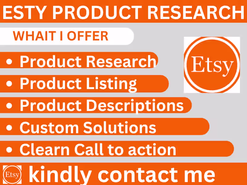 Cover image for You will get Etsy product listing Etsy product research