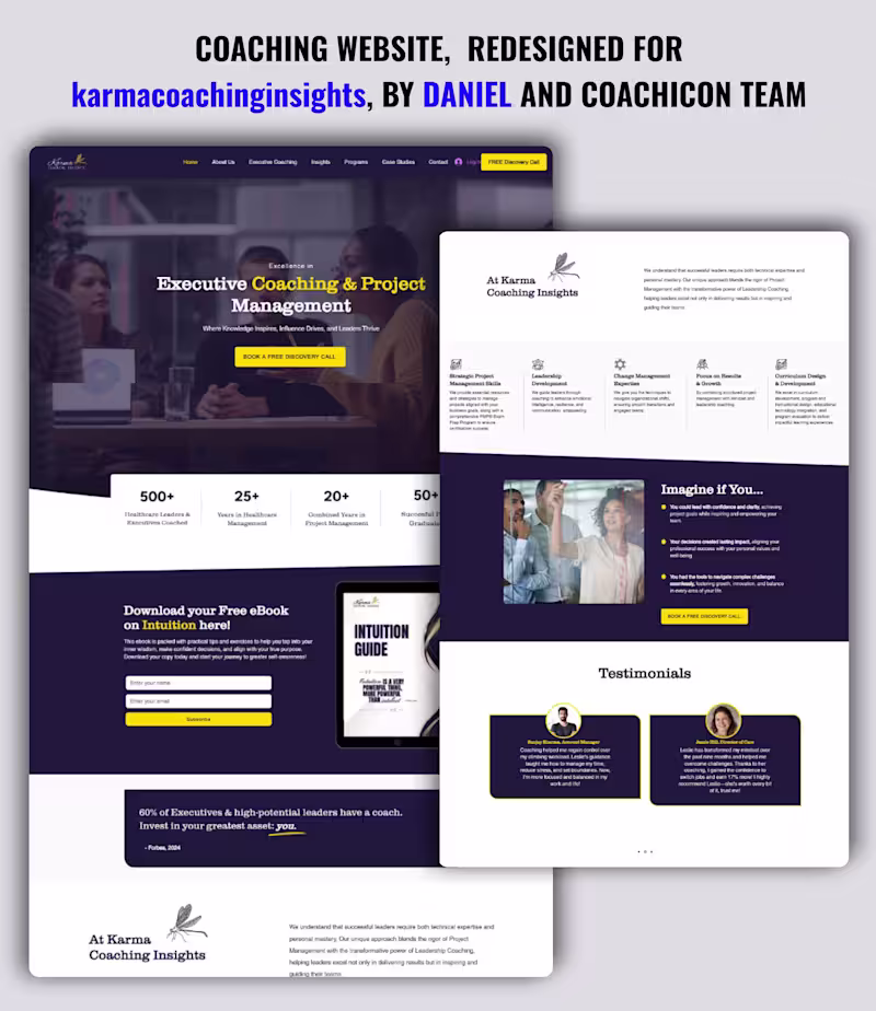Cover image for Website Redesign for Karma Coaching Insights Project Overvie...