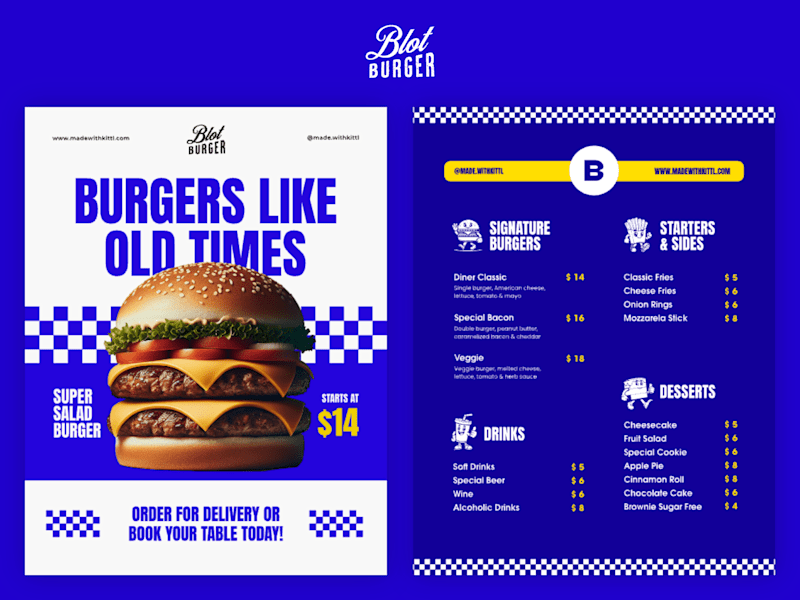 Cover image for Retro Burger Restaurant Kittl Template