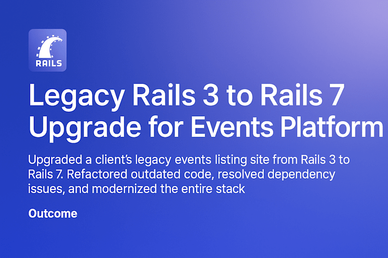 Cover image for Legacy Rails 3 to Rails 7 Upgrade for Events Platform