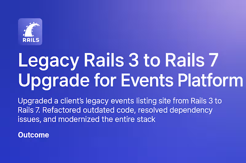Cover image for Legacy Rails 3 to Rails 7 Upgrade for Events Platform