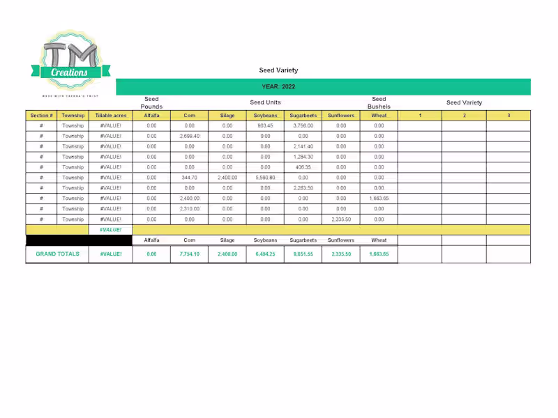 Cover image for Annual (3x): Input data on "Seed Variety" spreadsheet