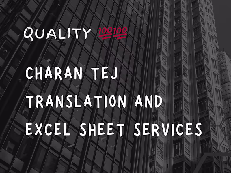 Cover image for Excel sheet services, translations,data entry 