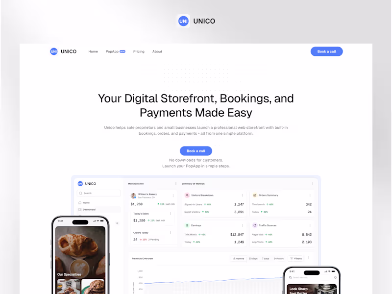 Cover image for Unico App Website Design & Development
