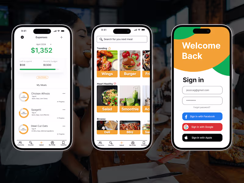 Cover image for Mobile App Design - BiteBliss Meal Planning App
