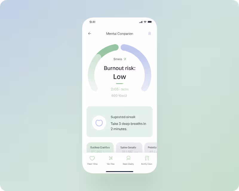 Cover image for Mental Health Companion Minimalist UI that pulls data from s...