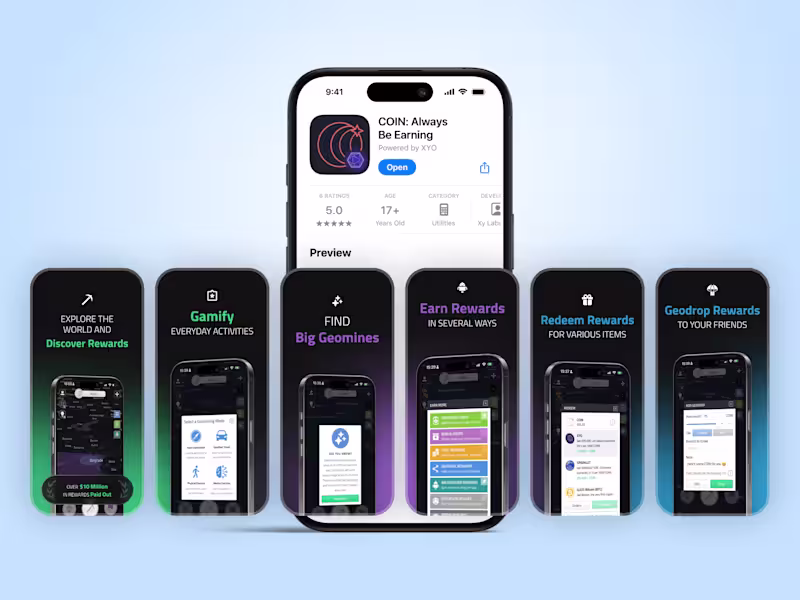 Cover image for COIN App Play/App Store Screenshots