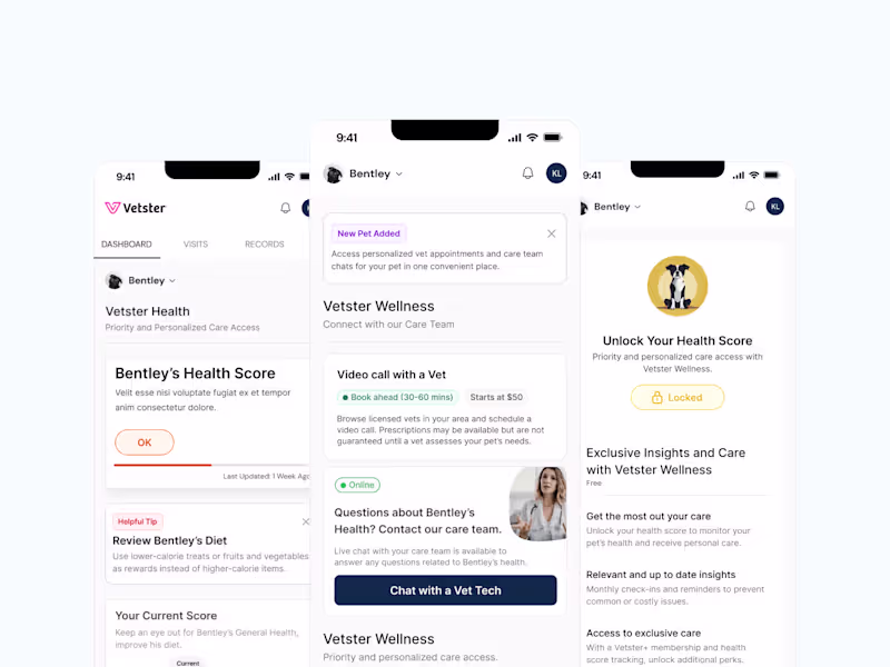 Cover image for Pet Health Marketplace | UX Strategy + Research +Design
