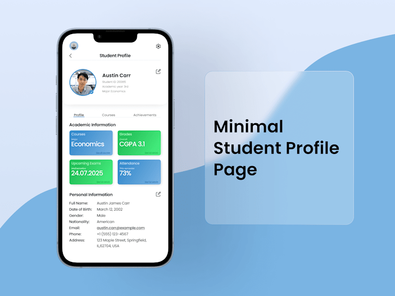 Cover image for Minimal Student Profile Page UI Design