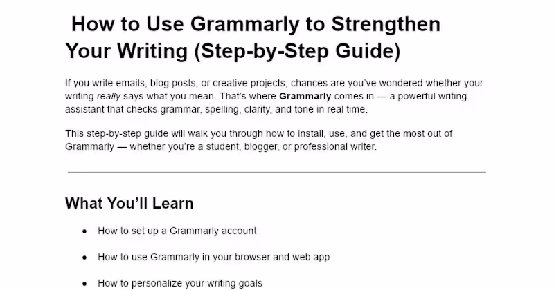 Cover image for Grammarly Setup and Usage Guide
