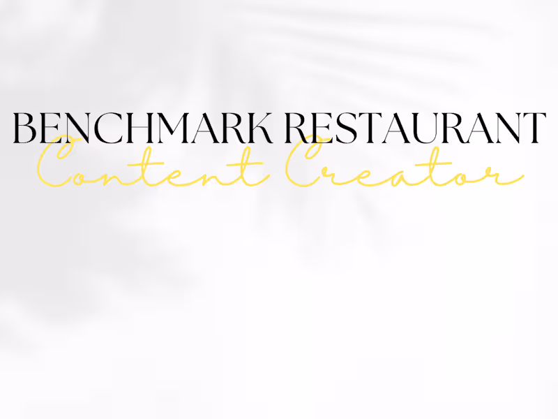 Cover image for Benchmark Restaurant