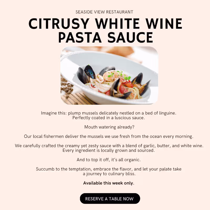 Cover image for Seaside View Restaurant: Landing Page