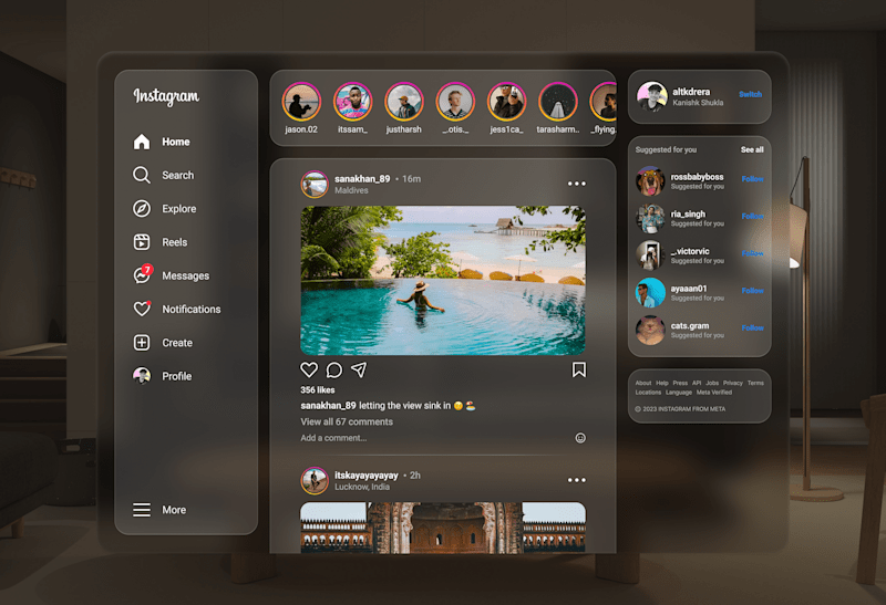 Cover image for Apple Vision Pro Instagram Spatial UI Design