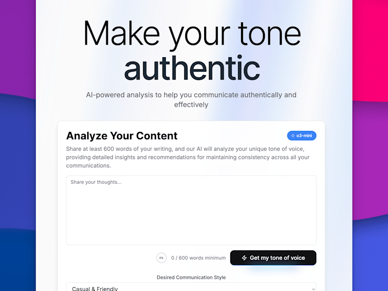 Cover image for My Tone of Voice - AI-Powered Writing Style Analysis