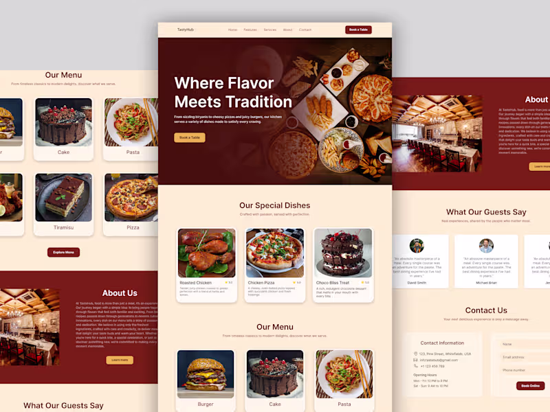 Cover image for Restaurant website, Food order and Food delivery website design