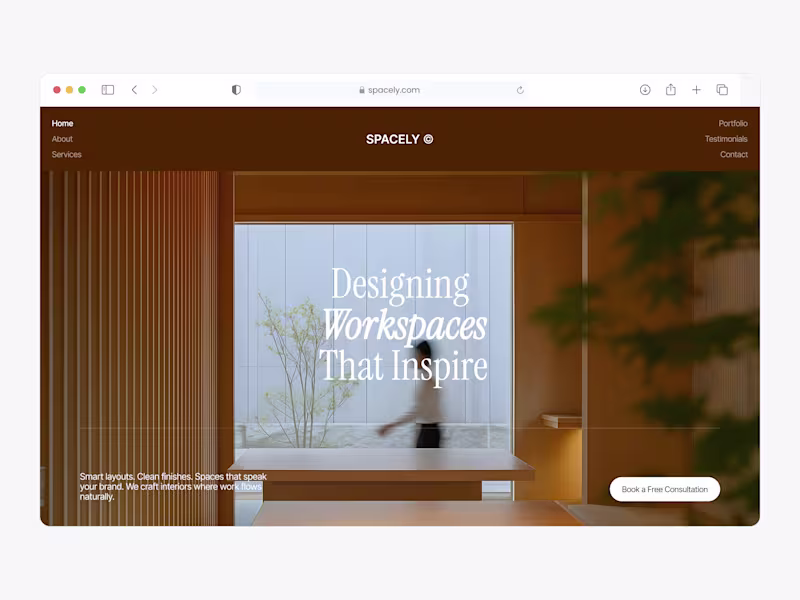Cover image for Spacely - Workspace Interior Design Landing Page