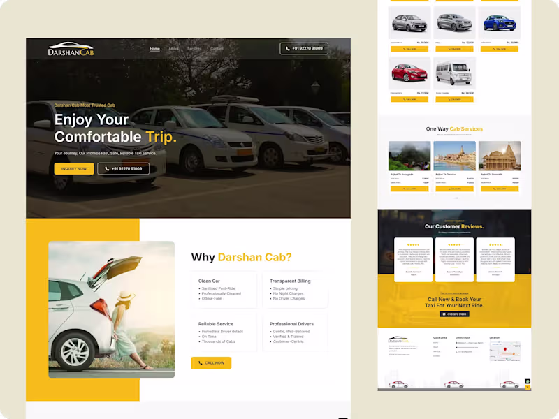 Cover image for Darshancab.com (http://Darshancab.com) is a custom-built web...