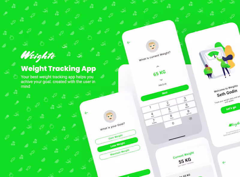 Cover image for Weighto A Weight Tracking App UI on Behance