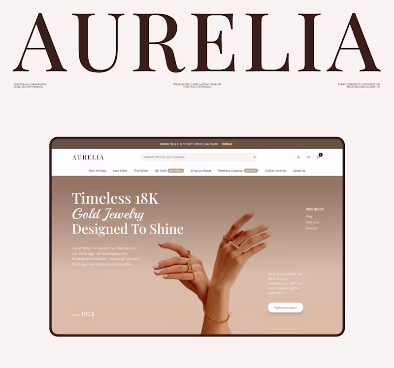 Cover image for Aurelia | 18k Gold Plated Jewelry Website