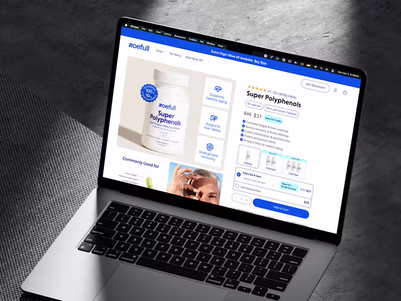 Cover image for Supplement Brand | Ecommerce CRO, Mobile UX & UI Design 