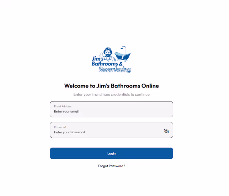 Cover image for Jim’s Bathrooms – Franchise Project Management Dashboard Dev...