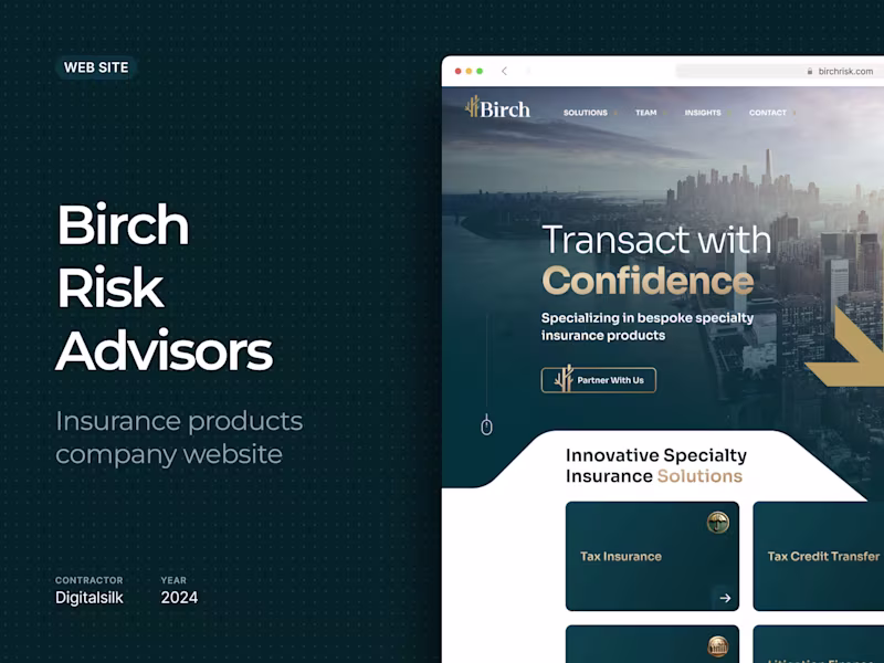 Cover image for Landing Page Design for Birch Risk Advisors