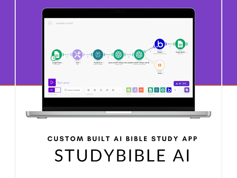 Cover image for StudyBible AI APP Automation using Make.com