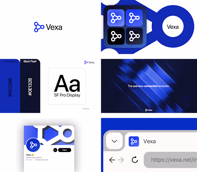 Cover image for I developed the complete visual identity for Vexa, an intern...