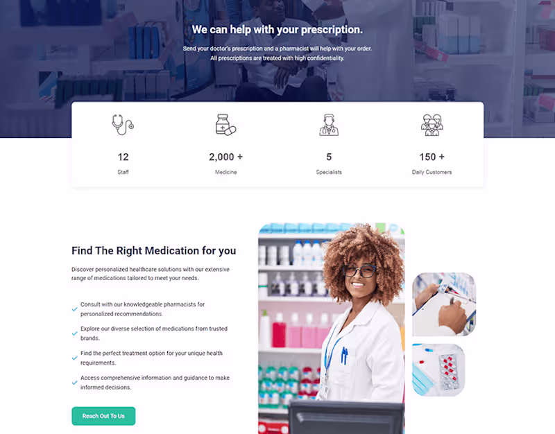 Cover image for Pharmacy landing page design